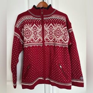 Arctic Circle 66°33'N Norway 100% Wool Full-Zip Fair Isle Sweater